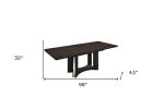 98" Dark Gray Solid Wood Dining Table