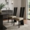 Set of Two Gray And Dark Brown Upholstered Dining Side Chairs