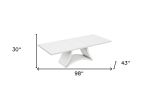 98" White Solid Manufactured Wood Dining Table