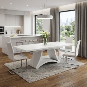 98" White Solid Manufactured Wood Dining Table