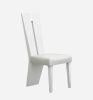 Set of Two White Upholstered Faux Leather Ladder Back Dining Side Chairs