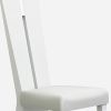 Set of Two White Upholstered Faux Leather Ladder Back Dining Side Chairs