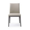 Set of Two Taupe and Gray Upholstered Faux Leather Dining Side Chairs