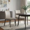 Set of Two Taupe and Gray Upholstered Faux Leather Dining Side Chairs