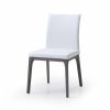 Set of Two White and Gray Upholstered Faux Leather Dining Side Chairs