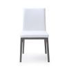Set of Two White and Gray Upholstered Faux Leather Dining Side Chairs