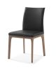 Set of Two Black and Brown Upholstered Faux Leather Dining Side Chairs