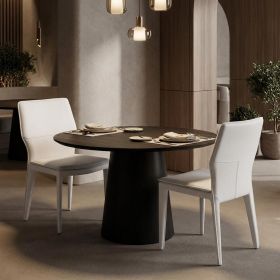 Set of Two White Slipcovered Upholstered Faux Leather Dining Side Chairs