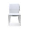 Set of Two White Slipcovered Upholstered Faux Leather Dining Side Chairs