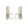 Set of Two Beige and Gold Upholstered Dining Side Chairs