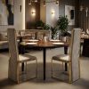 Set of Two Beige and Gold Upholstered Dining Side Chairs