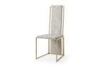 Set of Two Beige and Gold Upholstered Dining Side Chairs