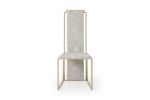 Set of Two Beige and Gold Upholstered Dining Side Chairs