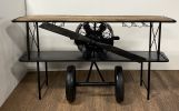 24" Black Solid Wood and Iron Rolling Kitchen Cart