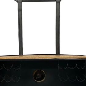 18" Yellow Solid Wood and Iron Kitchen Cart