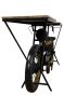 17" Black Metal and Solid Wood Motorcycle Bar Cart With Wine Storage