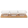 Four Piece Clear And Natural Crystal And Solid Wood Condiment Server