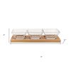 Four Piece Clear And Natural Crystal And Solid Wood Condiment Server
