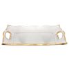 11" Clear And Gold Seeded Glass Serving Tray With Handles
