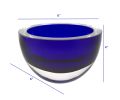 6" Blue Lead Free Crystal Round Serving Bowl