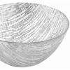 11" Clear And Silver Glass Abstract Round Salad Bowl