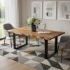 63" Brown And Black Solid Wood Sled Base Dining Table