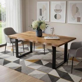 63" Brown And Black Solid Wood Sled Base Dining Table