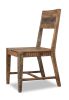 Set of Two Brown Solid Wood Open Back Dining Side Chairs