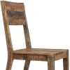 Set of Two Brown Solid Wood Open Back Dining Side Chairs