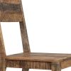 Set of Two Brown Solid Wood Open Back Dining Side Chairs