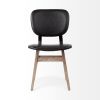Set of Two Black and Brown Faux Leather Open Back Dining Side Chairs