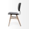 Set of Two Black and Brown Faux Leather Open Back Dining Side Chairs