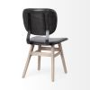 Set of Two Black and Brown Faux Leather Open Back Dining Side Chairs