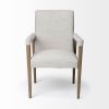 Cream and Brown Upholstered Fabric King Louis Back Dining Arm Chair