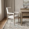 Cream and Brown Upholstered Fabric King Louis Back Dining Arm Chair