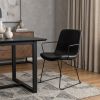 Black Upholstered Faux Leather Dining Arm Chair