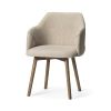 Cream and Brown Upholstered Fabric Dining Arm Chair