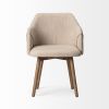Cream and Brown Upholstered Fabric Dining Arm Chair