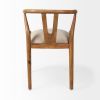 Beige And Brown Upholstered Fabric Wishbone Back