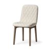 Set of Two Cream and Brown Fabric Dining Side Chairs