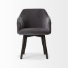 Gray and Black Upholstered Fabric Dining Arm Chair