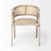 Beige And Gray Upholstered Linen Curved Back Dining Arm Chair