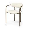 Set of Two Cream and Gold Fabric Open Back Dining Arm Chairs