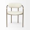 Set of Two Cream and Gold Fabric Open Back Dining Arm Chairs