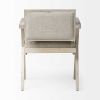 Gray Upholstered Fabric Open Back Dining Arm Chair
