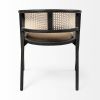 Gray And Black Upholstered Linen Open Back Dining Arm Chair