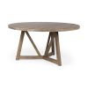 60" Brown Rounded Solid Wood Pedestal Base Dining Table