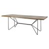 84" Brown And Black Solid Wood And Iron Trestle Base Dining Table