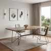 84" Brown And Black Solid Wood And Iron Trestle Base Dining Table