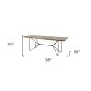 84" Brown And Black Solid Wood And Iron Trestle Base Dining Table